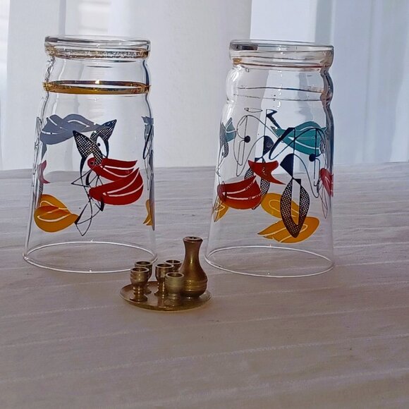 Vintage, Retro, 50s French style, small Glasses duo,  Abstract Atomic pattern - Picture 3 of 16